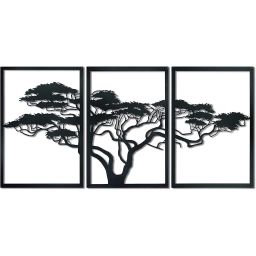 Déco murale arbre de vie africain en métal noir 138×74 cm