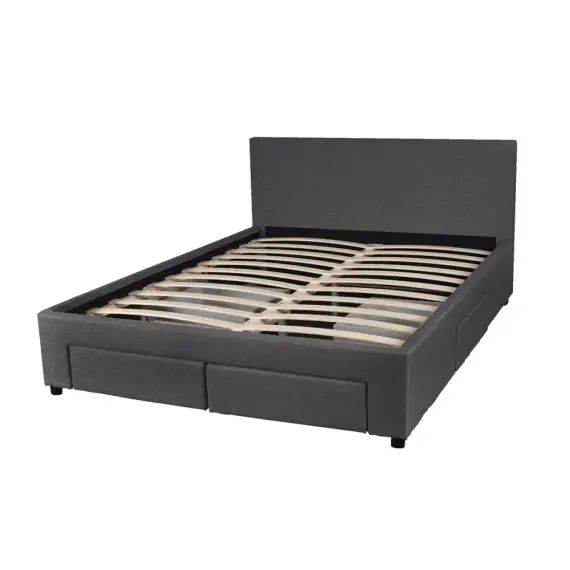 Lit 140×190 sommier inclus et 4 tiroirs côme girs foncé