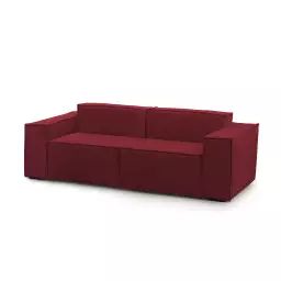Canapé fixe 2 places en tissu rouge
