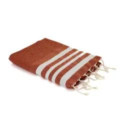 Fouta en coton 100×200 Terracotta et argent