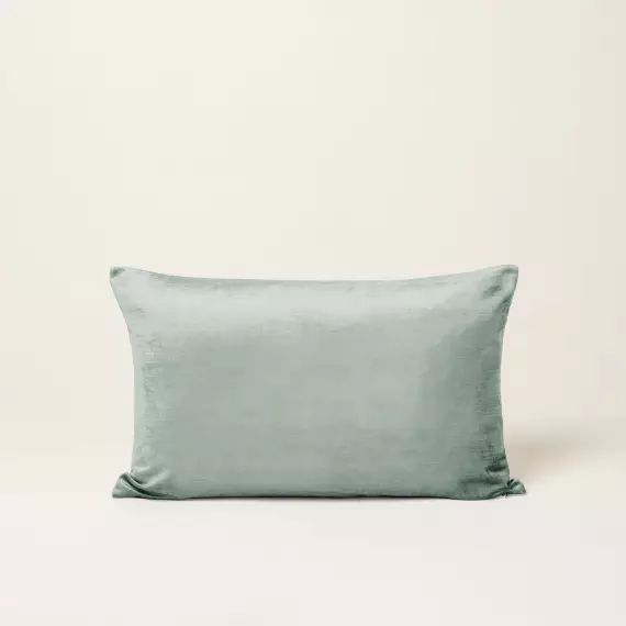 Housse de coussin CASTIGLIONE céladon et taupe – VERT