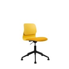 Chaise de bureau design jaune pivotante sur roulettes