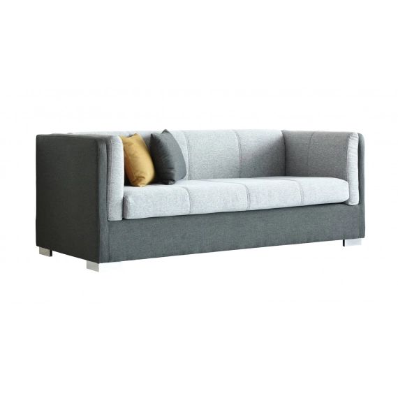 Canapé 3 places style retro en tissu bicolore gris