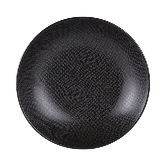 Lot de 6 grande assiettes creuse vesuvio  25 cm  en grès  noir