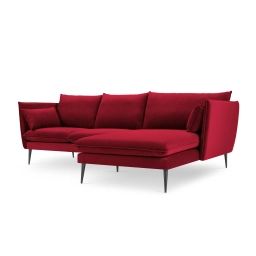 Canapé d’angle 4 places en velours rouge