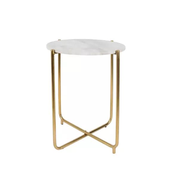 Timpa – Table d’appoint marbre et laiton – Couleur – Blanc craie