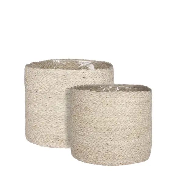2 cache-pots en jute crème H26