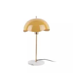 Waved Dome – Lampe à poser en métal et marbre – Couleur – Jaune moutarde