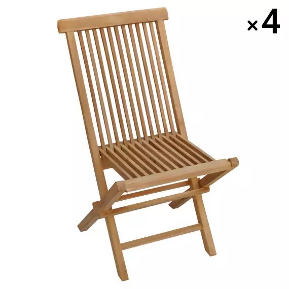 Lot de 4 chaises de jardin en teck