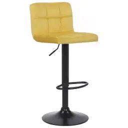 Tabouret de bar réglable pivotant en velours Jaune