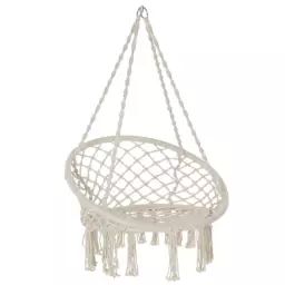 Chaise-hamac suspendue relaxante en coton ivoire – 80x63x120cm