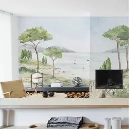 Papier peint panoramique paysage de côte d’azur 300 x 250 cm