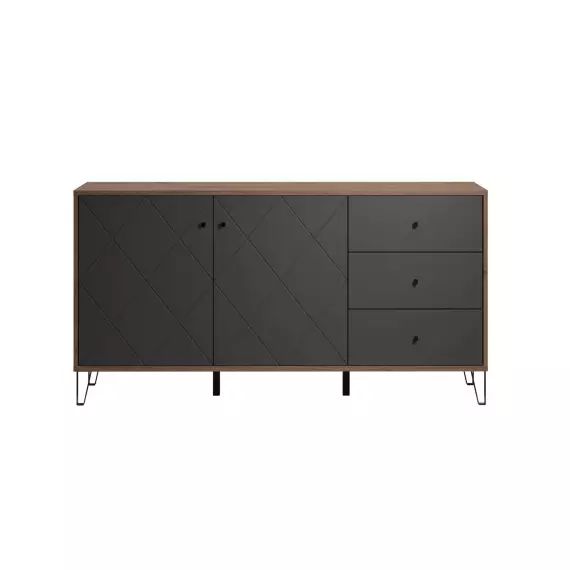 Buffet 2 portes, 3 tiroirs, à l’intérieur 2 tablettes – L183 cm