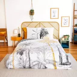 Parure de lit réversible imprimé palmiers en coton adouci 240x220cm i