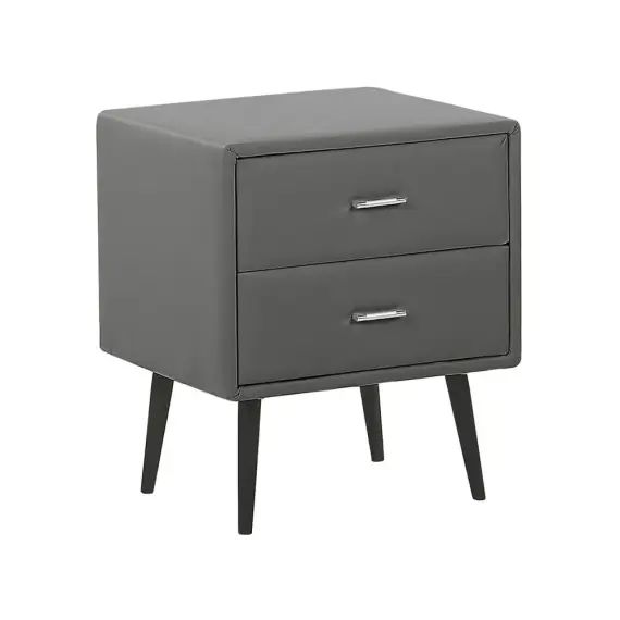 Table de chevet en simili-cuir gris