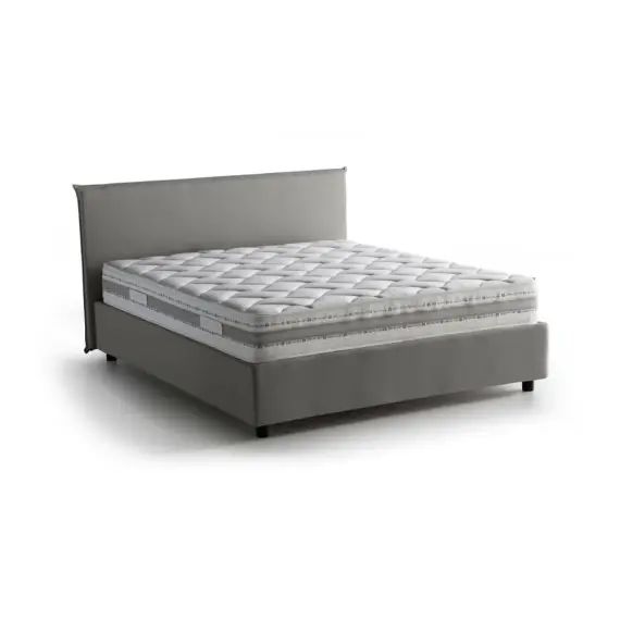 Lit coffre 140×200 cm en tissu gris