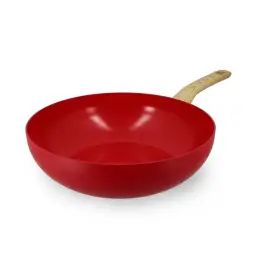 Wok en aluminium Ø28cm rouge – compatible induction