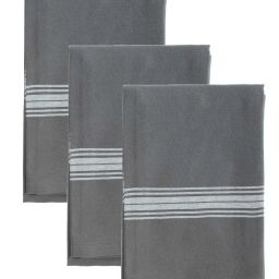 Lot de 3 torchons coton  silver gris 50×70 cm