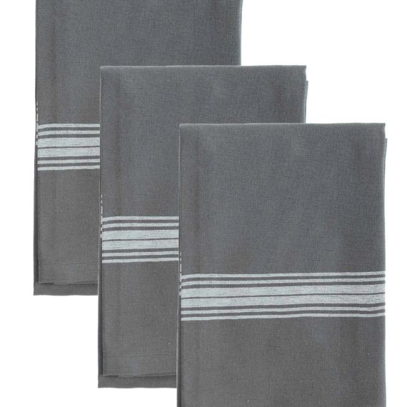 Lot de 3 torchons coton  silver gris 50×70 cm