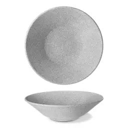 Lot de 3 assiettes creuses en porcelaine D27 effet granit brut gris