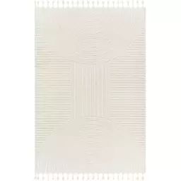 Tapis Géométrique Rayé – Crème – 160x213cm