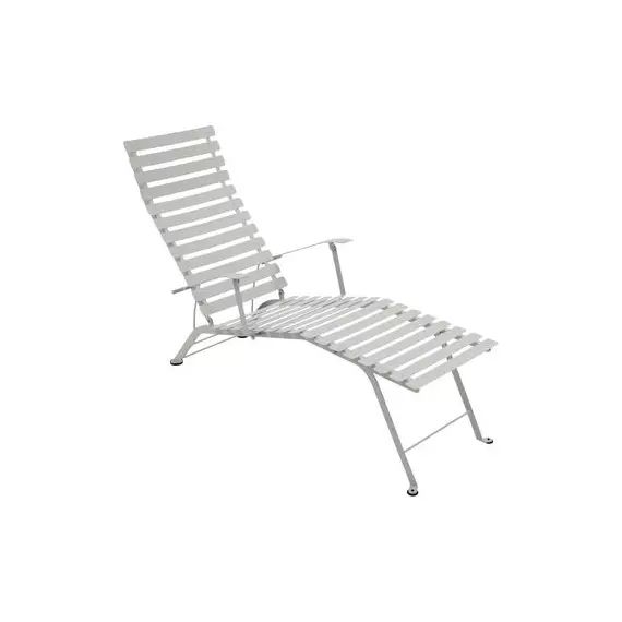 Chaise longue pliable inclinable Bistro en Métal, Acier laqué – Couleur Gris – 96.55 x 54.5 x 89 cm – Designer Studio