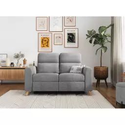 Canapé de Relaxation 2 places BERTIE style Scandinave – Gris clair – 162 x 86 x 96 cm – Usinestreet