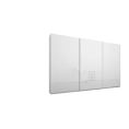 image de armoires scandinave Malix, armoire à 3 portes coulissantes, 270 cm, cadre blanc et portes en verre blanc, intérieur premium