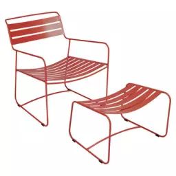 Set fauteuil & repose-pieds Surprising en Métal, Acier – Couleur Rouge – 65 x 62 x 70 cm – Designer Harald Guggenbichler