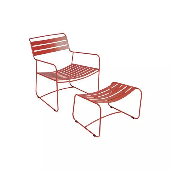Set fauteuil & repose-pieds Surprising en Métal, Acier – Couleur Rouge – 65 x 62 x 70 cm – Designer Harald Guggenbichler