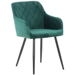 Chaise de salle à manger avec accoudoirs en velours Vert
