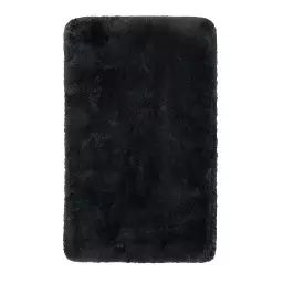 Tapis de bain microfibre très doux uni noir 80×150