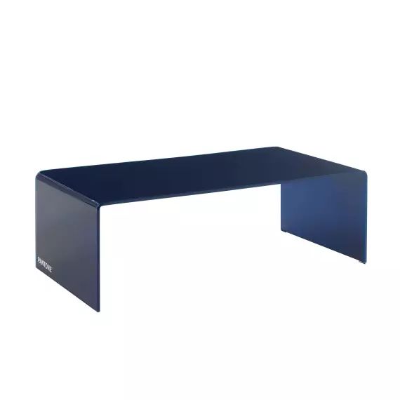 Table basse  verre courbé bleu électrique 120cm