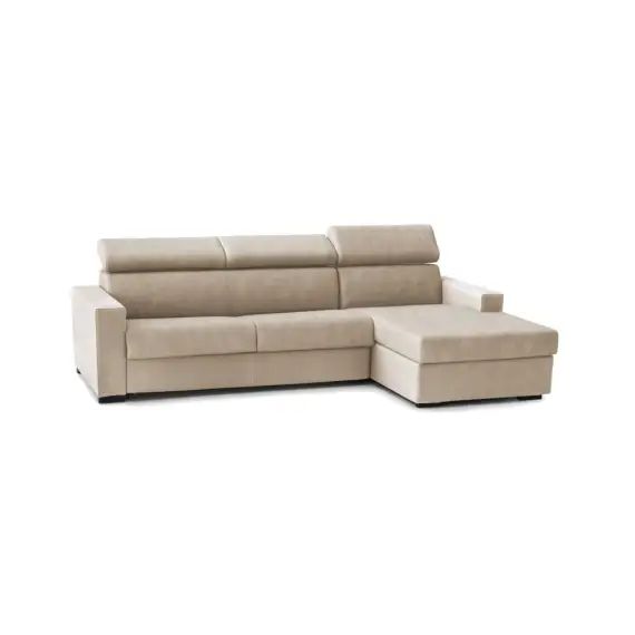 Canapé d&rsquo;angle convertible 3 places en tissu beige