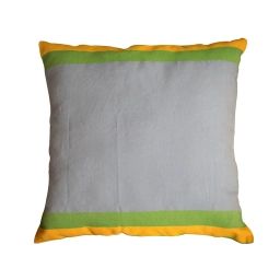 DJERBA – Housse coussin coton tricolore vert jaune turquoise 40 x 40
