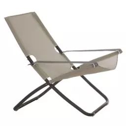 Chaise longue pliable inclinable Snooze en Tissu – Couleur Marron – 75 x 136 x 105 cm – Designer Marco Marin