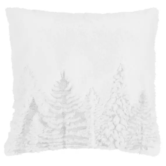 Housse de coussin imitation fourrure blanche et argentée 40×40