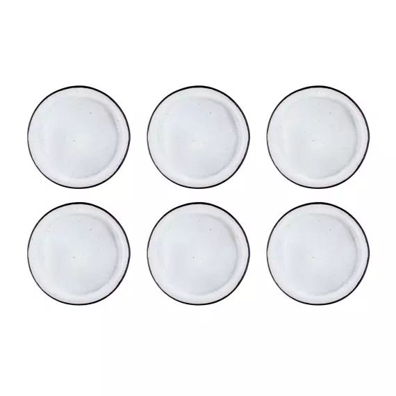 Lot de 6 assiettes plates en grès blanc D26