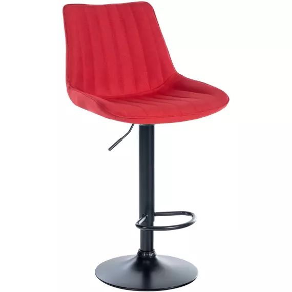 Tabouret de bar en tissu ajustable pivotant tissu Rouge