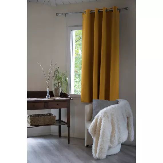 Rideau occultant polyester jaune 140×180 cm