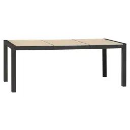 Table de jardin en aluminium anthracite avec plateau céramique beige