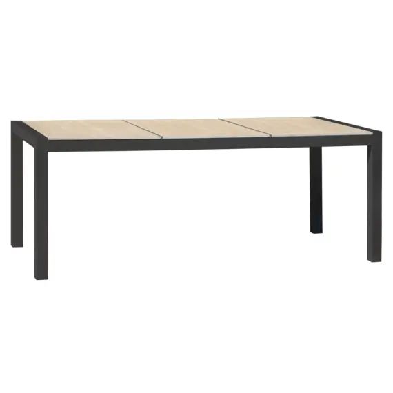 Table de jardin en aluminium anthracite avec plateau céramique beige
