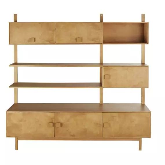 Bibliothèque meuble TV vintage 6 portes 1 niche