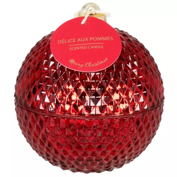 Bougie de Noël parfumée en verre rouge et doré