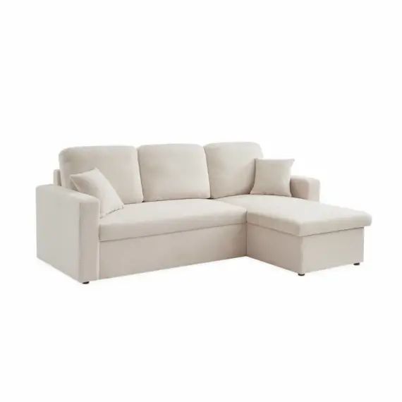 Canapé d&rsquo;angle convertible bouclettes blanches l alice&rsquo;s