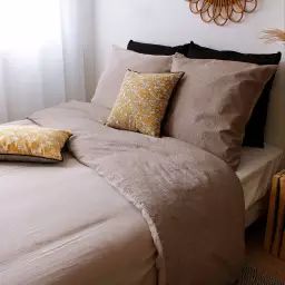 Parure de lit géométrique et réversible coton naturel 240 x 260