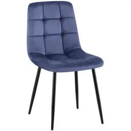 Chaise de salle à manger avec pieds en métal en velours Bleu
