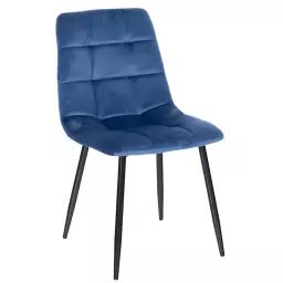Chaise de salle à manger avec pieds en métal en velours Bleu