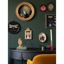 Miroir rond bombé avec moulures dorées effet vintage