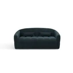 Canapé convertible express dunlopillo velours bleu paon 140cm